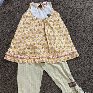 Matilda Jane Serendipity Peaches and Cream Dress with Lime Crush Ruffles.